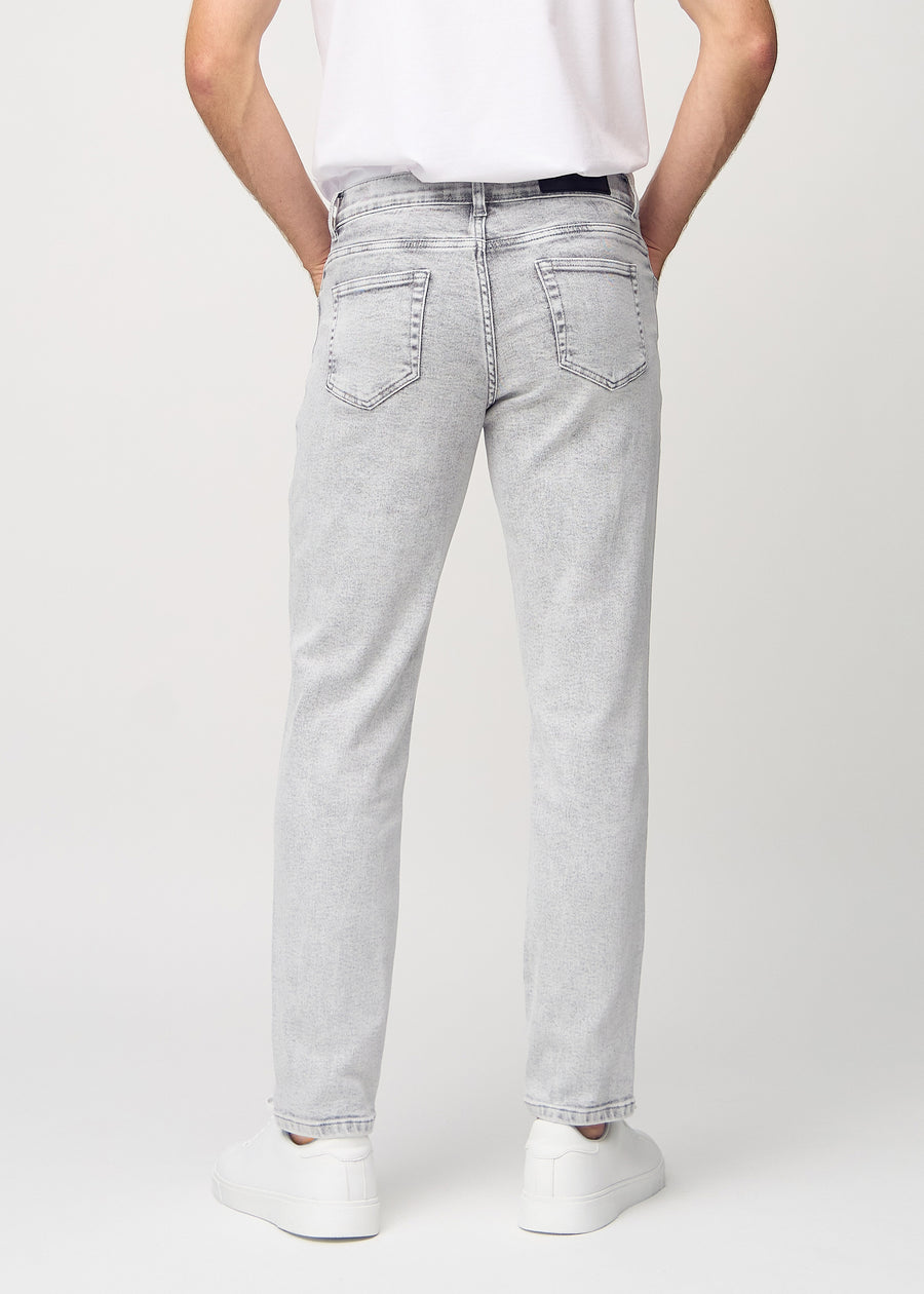 Light grey denim regular jeans seen from the back, so the entire product can be seen.